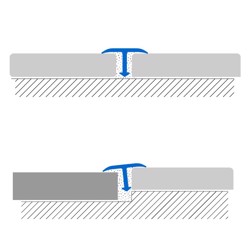 Montering af T-formet overgangsprofil til gulv.