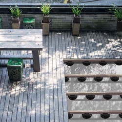 Træterrasse med terrassefødder med toppe til strøer
